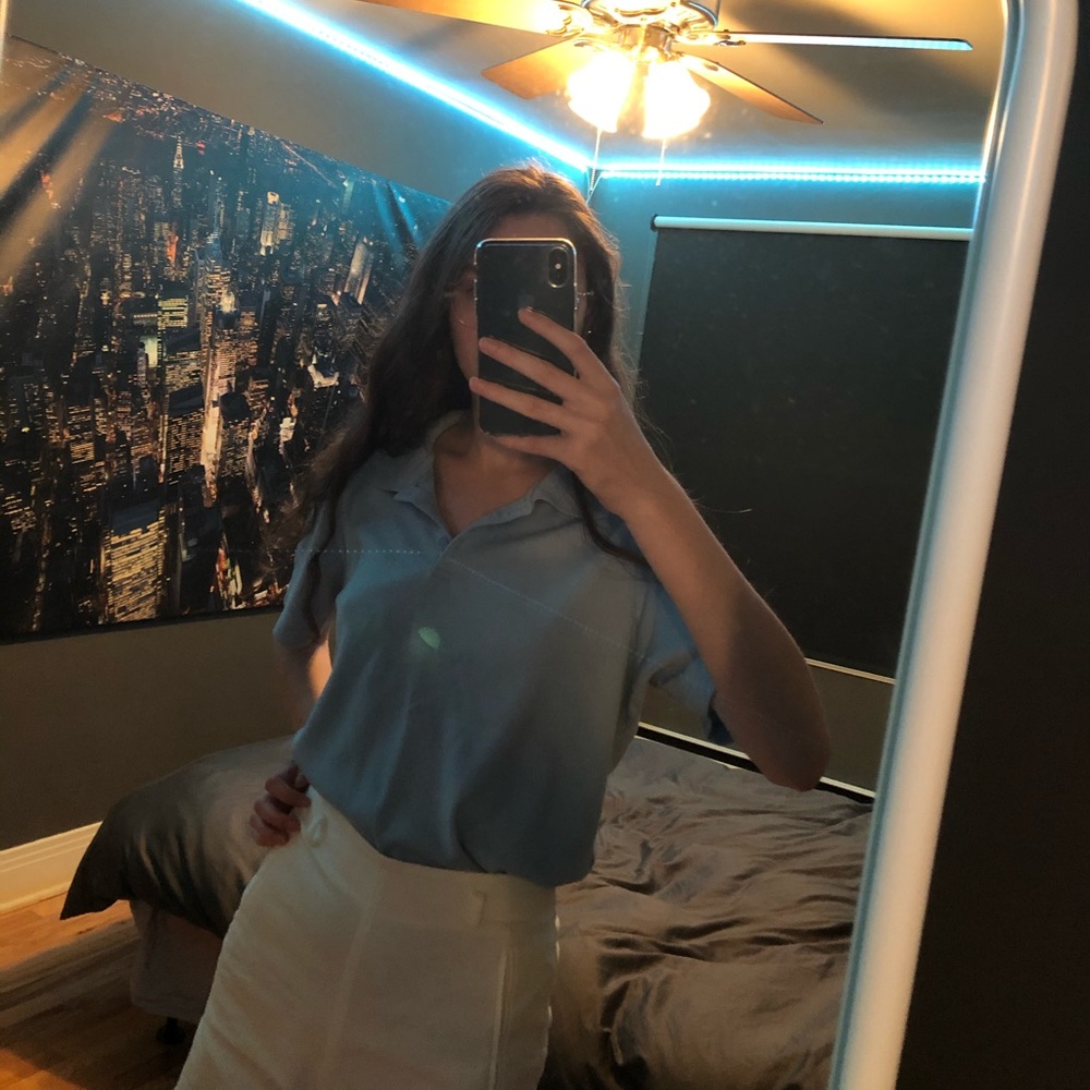 Baby blue polo shirt
